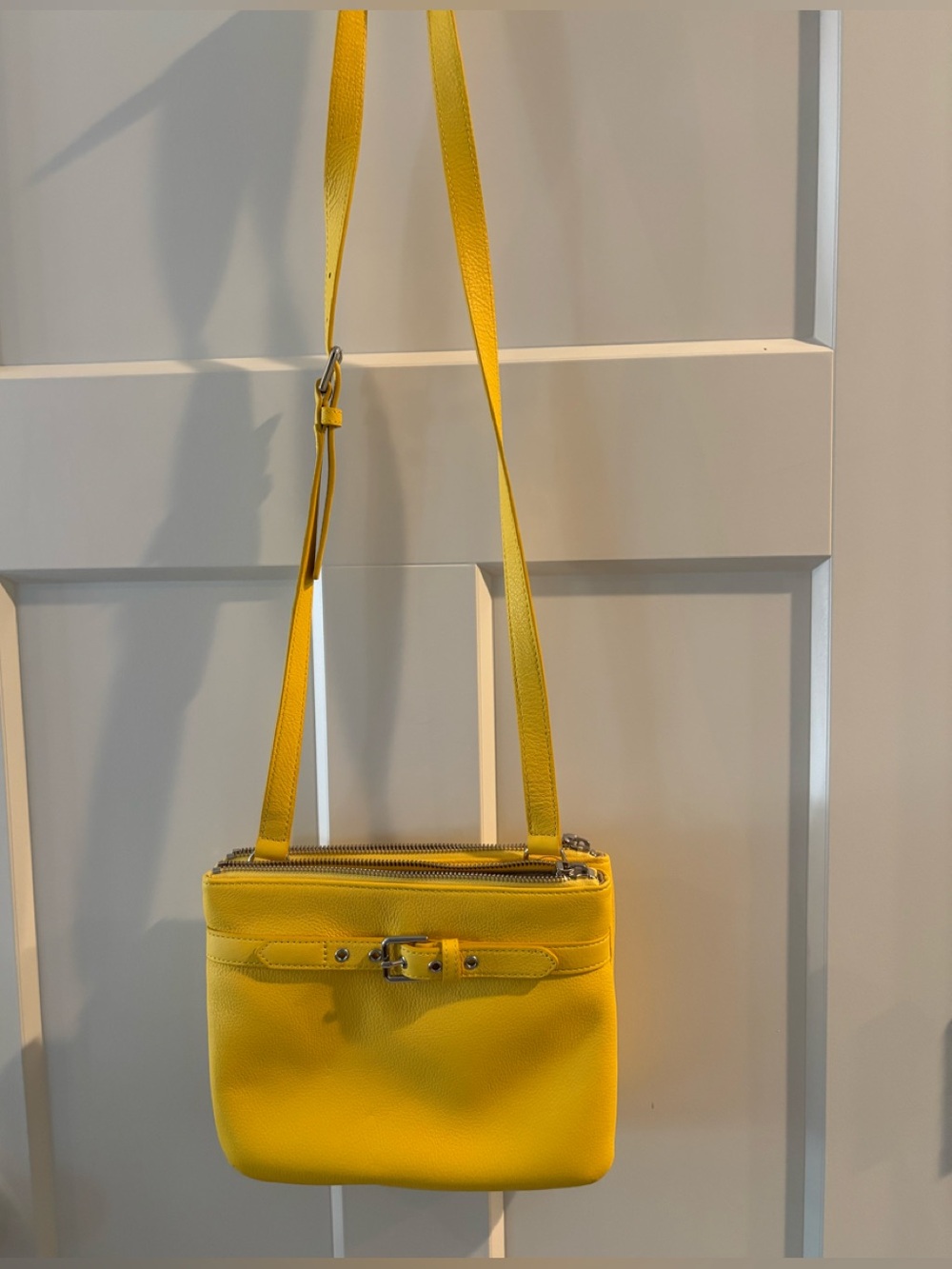 Yellow Crossbody Leather Shoulder Bag